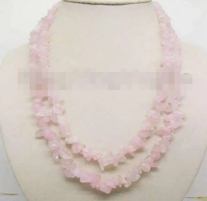 Pink Baroque Crystal Chips Chain Necklace