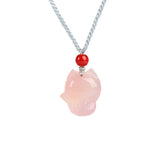 Pink Chalcedony Agate Fox Pendant Necklace Charm
