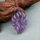 Pink Chalcedony Fox Head Pendant 925 Silver Necklace