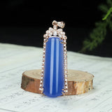 Pink Chalcedony Hand Carved Ping'an Pendant 925 Silver Necklace