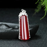 Pink Chalcedony Hand Carved Ping'an Pendant 925 Silver Necklace