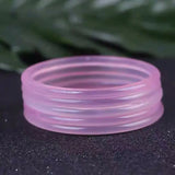 Pink Chalcedony Hand Carved Thin Round Bracelet