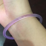 Pink Chalcedony Hand Carved Thin Round Bracelet