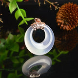 Pink Chalcedony Hand-carved Safe Buckle Pendant Agate 925 Silver Necklace