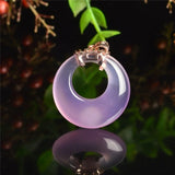 Pink Chalcedony Hand-carved Safe Buckle Pendant Agate 925 Silver Necklace