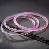 Natural Pink Chalcedony Hand-carved Thin Round Bracelet