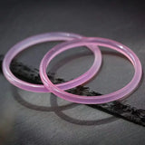 Natural Pink Chalcedony Hand-carved Thin Round Bracelet