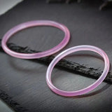 Natural Pink Chalcedony Hand-carved Thin Round Bracelet