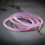 Natural Pink Chalcedony Hand-carved Thin Round Bracelet