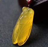 Pink Chalcedony Jade Cicada Pendant Agate Necklace Charm