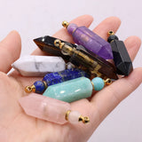 Pink Crystal Amethyst Perfume Bottle Pendant Essential Oil Vial DIY Necklace