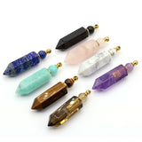 Pink Crystal Amethyst Perfume Bottle Pendant Essential Oil Vial DIY Necklace