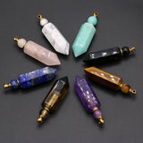 Pink Crystal Amethyst Perfume Bottle Pendant Essential Oil Vial DIY Necklace
