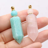 Pink Crystal Amethyst Perfume Bottle Pendant Essential Oil Vial DIY Necklace