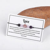 Pink Crystal Bead Couple Bracelet with LOVE Card