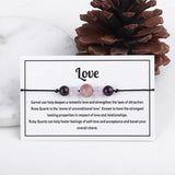 Pink Crystal Bead Couple Bracelet with LOVE Card