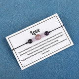 Pink Crystal Bead Couple Bracelet with LOVE Card