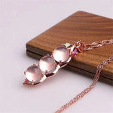 Pink Crystal Fox Pendant Necklace for Women