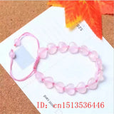 Pink Crystal Heart Bead Bracelet Adjustable Bangle Jewelry DIY Carved