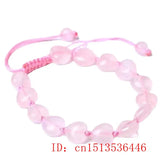 Pink Crystal Heart Bead Bracelet Adjustable Bangle Jewelry DIY Carved