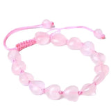 Pink Crystal Heart Bead Bracelet Adjustable Bangle Jewelry DIY Carved
