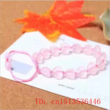 Pink Crystal Heart Bead Bracelet Adjustable Bangle Jewelry DIY Carved