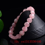 Pink Crystal Heart Bead Bracelet Adjustable Bangle Jewelry DIY Carved