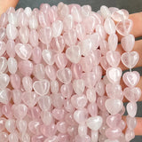 Pink Crystal Quartz Stone Beads Heart Shape For DIY Bracelet Necklace 16''