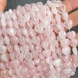 Pink Crystal Quartz Stone Beads Heart Shape For DIY Bracelet Necklace 16''