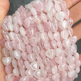 Pink Crystal Quartz Stone Beads Heart Shape For DIY Bracelet Necklace 16''