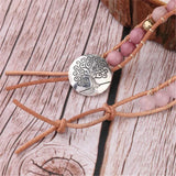 Pink Crystal & Rhodochrosite 5-circle Wrap Bracelet Women Summer Jewelry