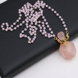 Pink Crystal Stone Perfume Bottle Pendant DIY Necklace Jewelry