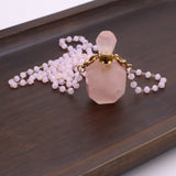 Pink Crystal Stone Perfume Bottle Pendant DIY Necklace Jewelry