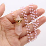 Natural Pink Crystal Stone Perfume Bottle Pendant for Necklace DIY