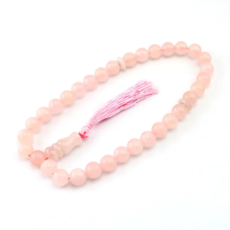 Pink Crystal Stone Bracelet Tasbih 12mm Pearl Muslim Casual Wedding Bracelet