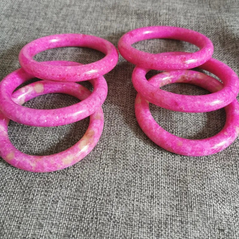 Natural Pink Hand-carved Round Jade Bracelet Boutique Jewelry