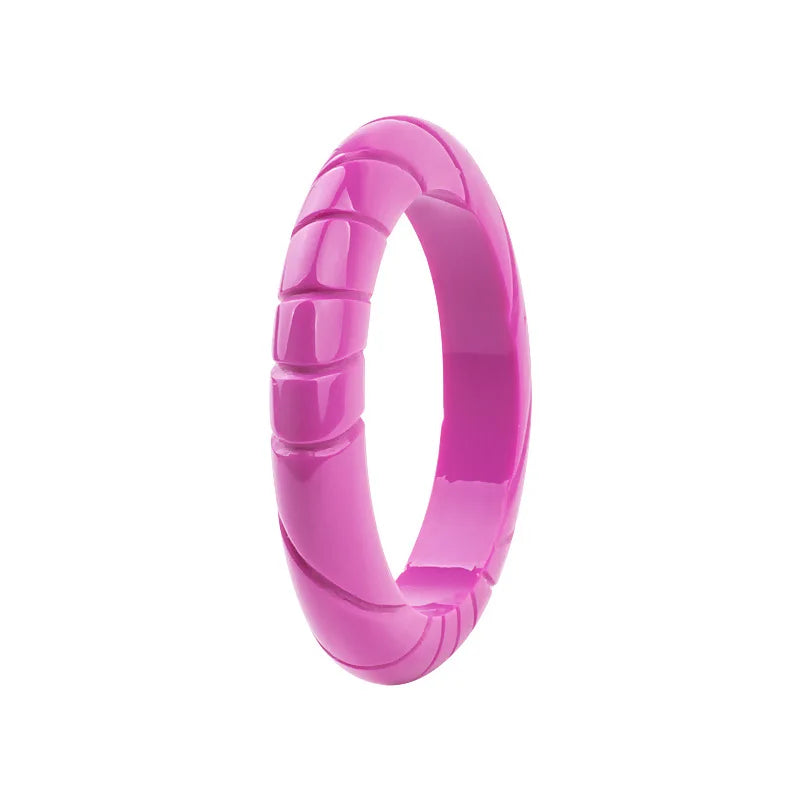 Natural Pink Hand-carved Wide Bar Large 67mm Jade Bracelet