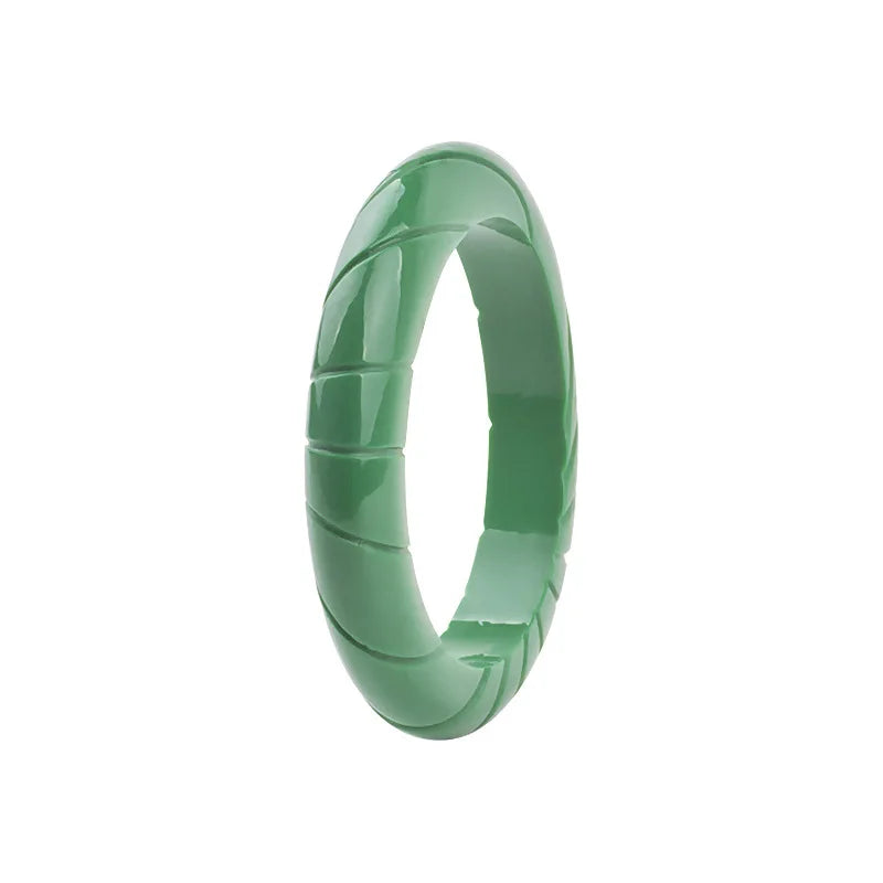 Natural Pink Hand-carved Wide Bar Large 67mm Jade Bracelet