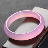 Natural Pink Jade Bangle Charm Jewelry Agate Women Gift
