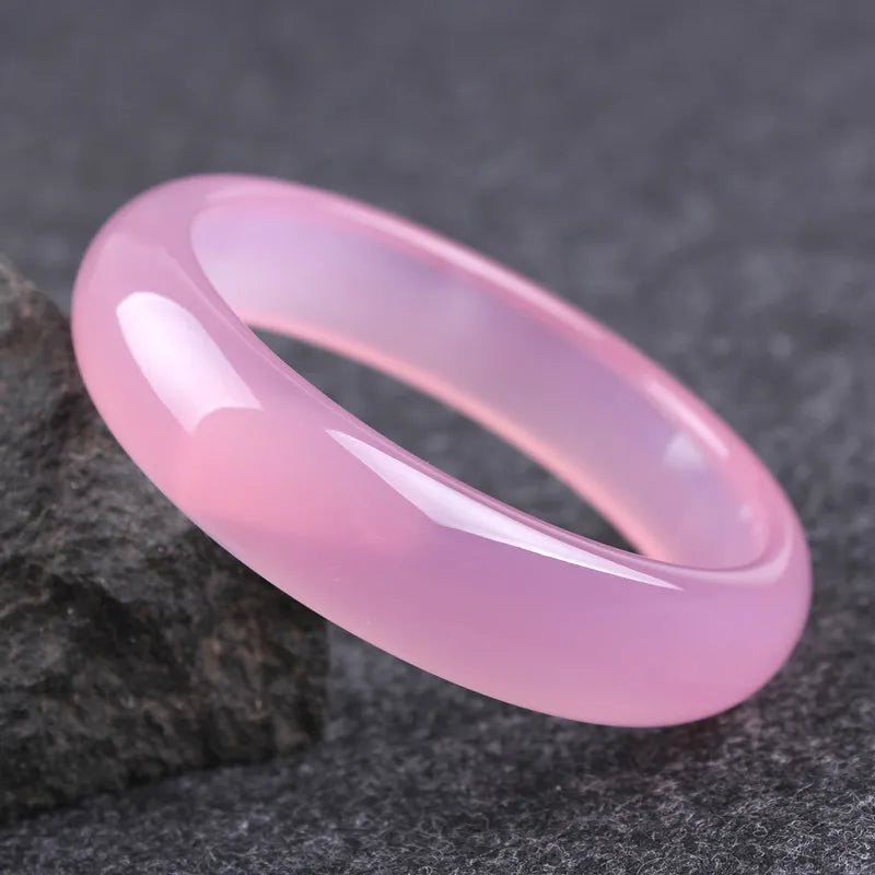 Natural Pink Jade Bangle Charm Jewelry Agate Women Gift