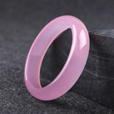 Natural Pink Jade Bangle Charm Jewelry Agate Women Gift