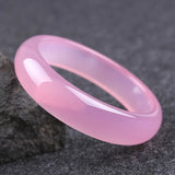 Natural Pink Jade Bangle Charm Jewelry Agate Women Gift