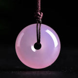 Pink Jade Buddha Pendant Necklace Chalcedony Charms Jewelry