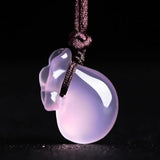 Pink Jade Buddha Pendant Necklace Chalcedony Charms Jewelry