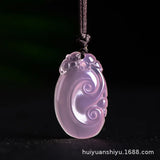 Pink Jade Buddha Pendant Necklace Chalcedony Charms Jewelry