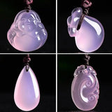 Pink Jade Buddha Pendant Necklace Chalcedony Charms Jewelry