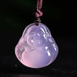 Pink Jade Buddha Pendant Necklace Chalcedony Charms Jewelry