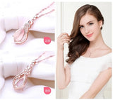 Pink Jade Water Drop Pendant Necklace 925 Silver Jewelry for Women