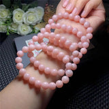 Pink Opal Bracelet Round Beads Crystal Quartz Healing Stone Jewelry
