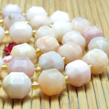 Natural Pink Opal Faceted Double Terminated Point Beads Gemstone Bracelet